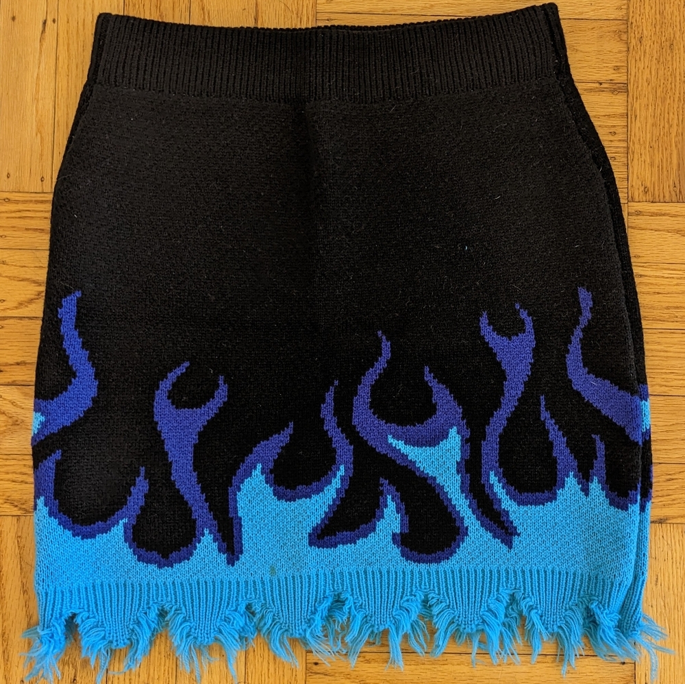 Cherry Mellow Flames Knit Mini Skirt
